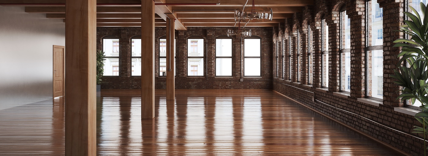 Wood flooring in large room