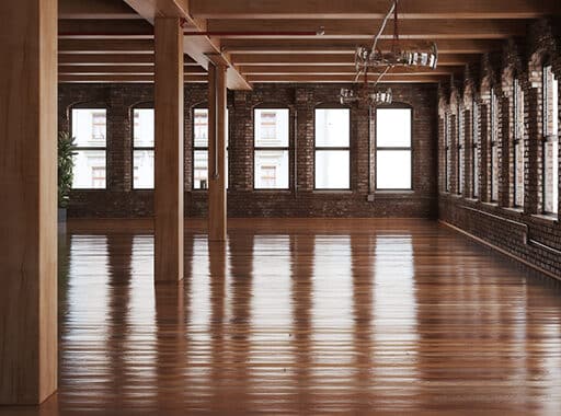 Wood flooring in large room